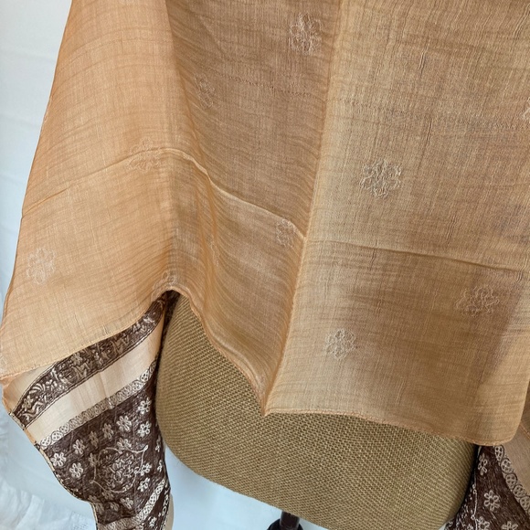 Large Thai scarf, peach and brown, never used - Picture 4 of 6